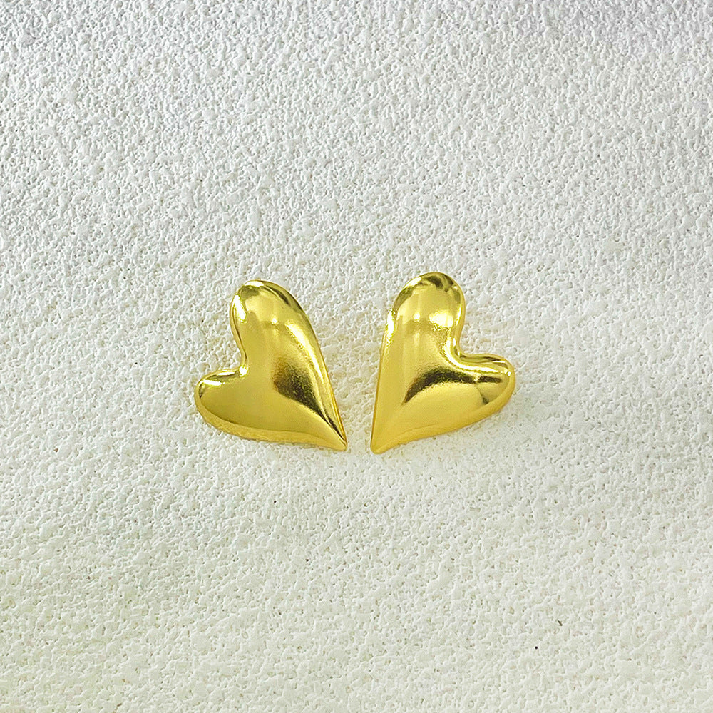 Light Luxury High-grade Irregular Oil Pressure Stainless Steel Gold Plated Stud Earrings
