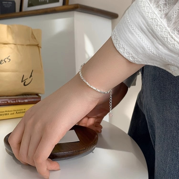 Women's Sterling Sier Broken Light Luxury Design Small Pieces Bracelet