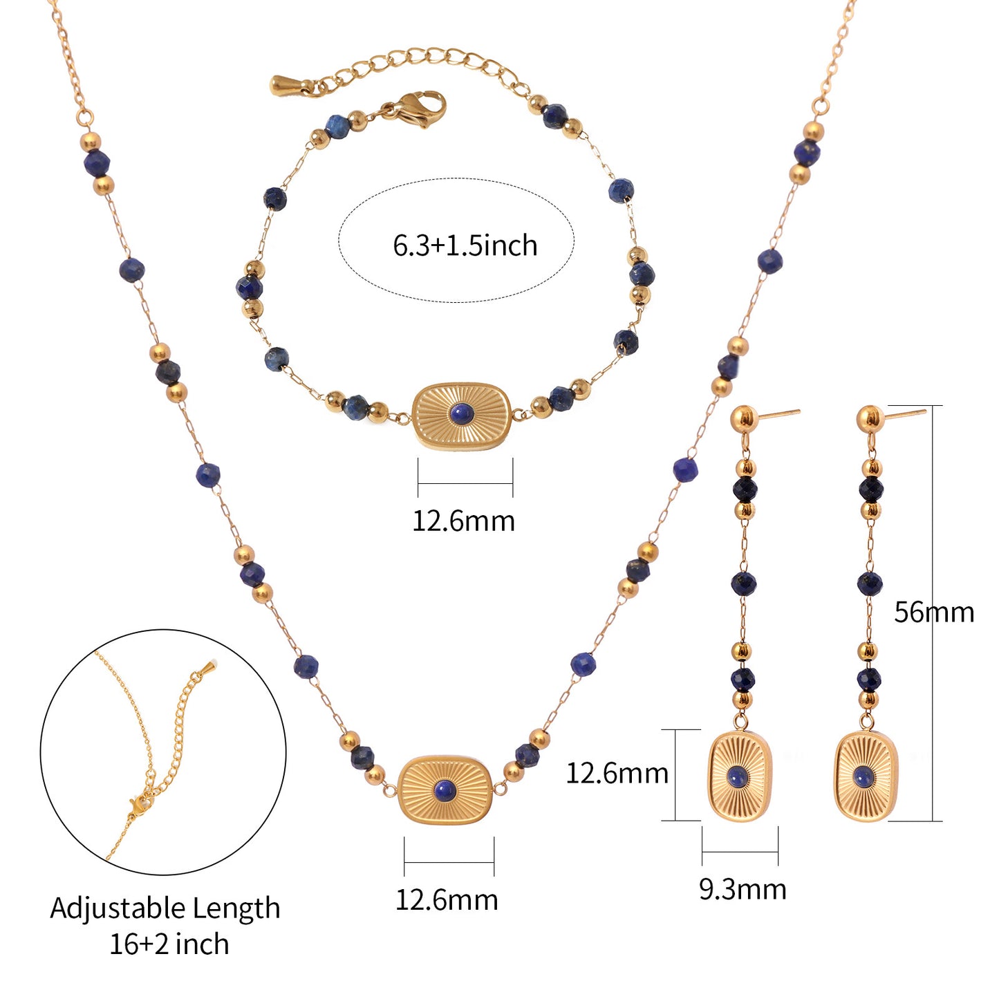 Lapis Lazuli Beaded Long Inlaid Tassel Earrings