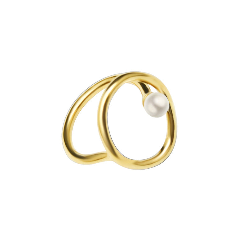 Gold Plated Geometric Titanium Steel Imitation Rings