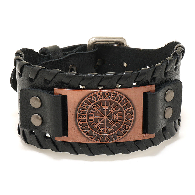 Nordische Wikinger-Piraten-Rinderleder-Vintage-Armbänder für Herren