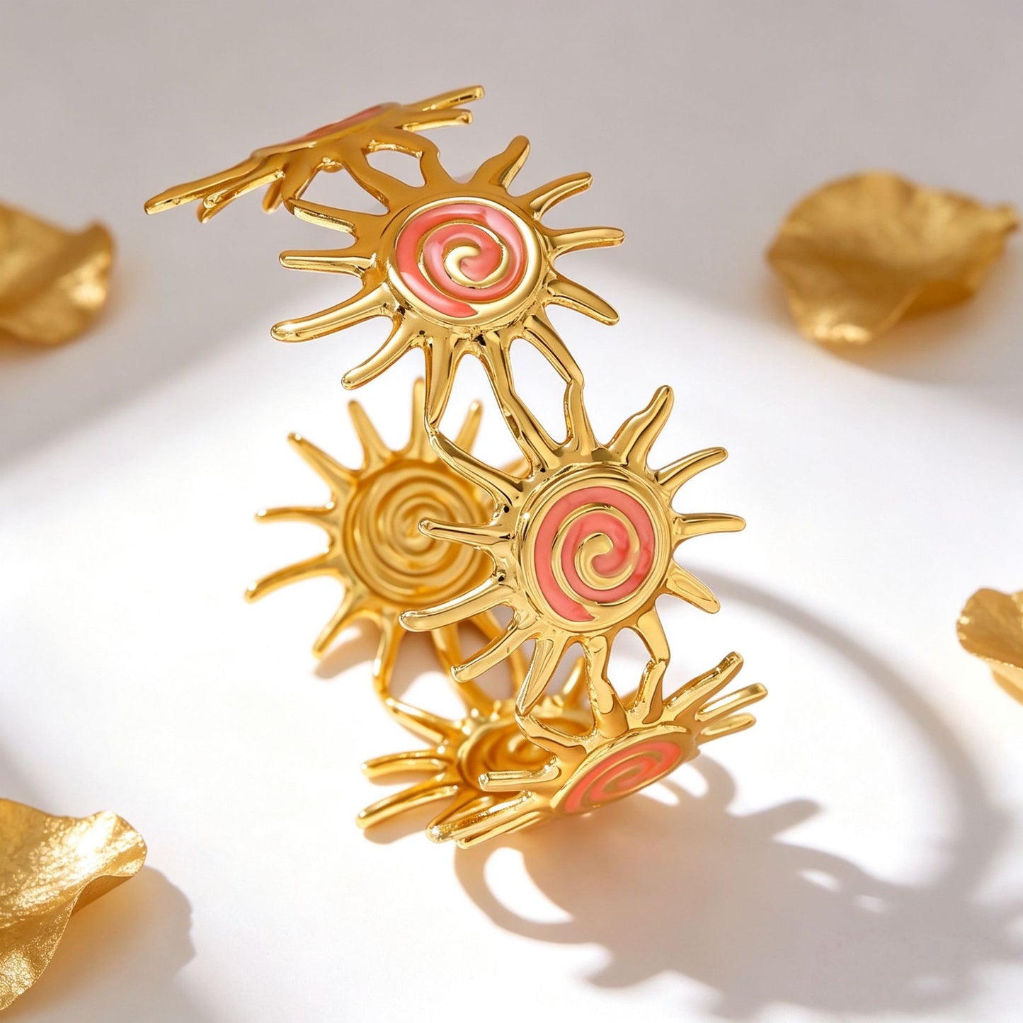 Sunflower Drip Glazed Shaped Open-ended French Retro Bracelet