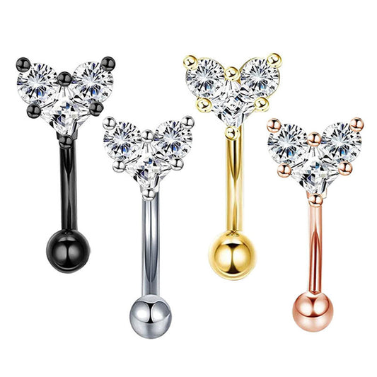 Inlaid Zircon Love Ear Bone Screw Twist Ball Arc Piercing Stud Earrings