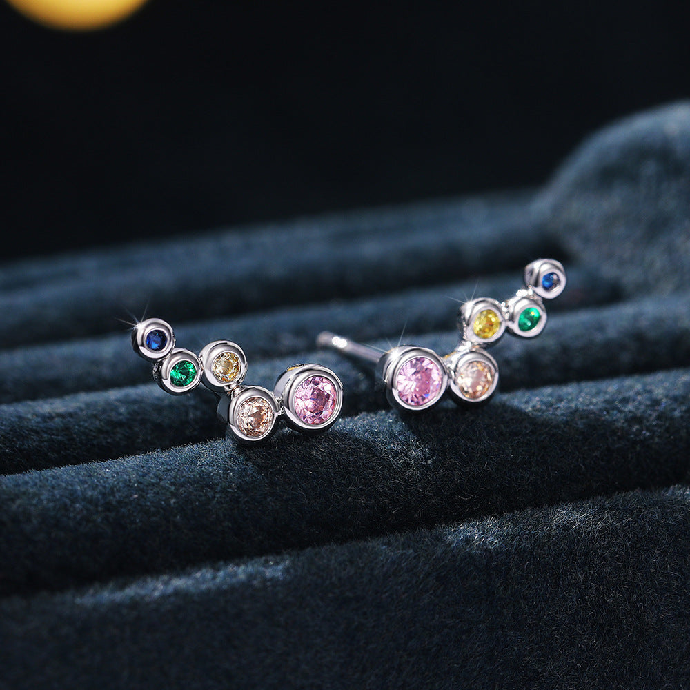 Women's Shi Elegant Shining Simple Circle Inlaid Stud Earrings