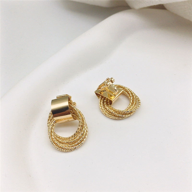 No Piercing Simple Thin Face Frosty Style Retro Geometric Earrings