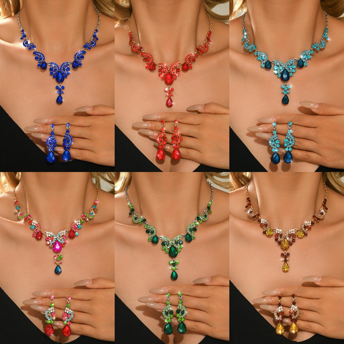 Bridal Wedding Dress Female Rhinestone High Jewelry Set