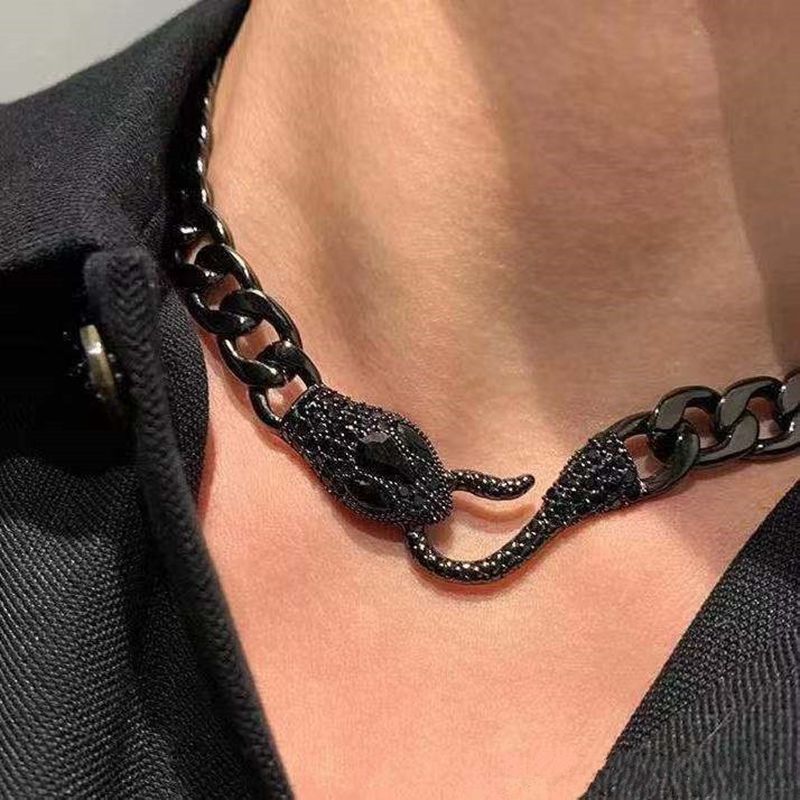 Cuban Gun Black Snake Personalized Clavicle Chain Necklaces