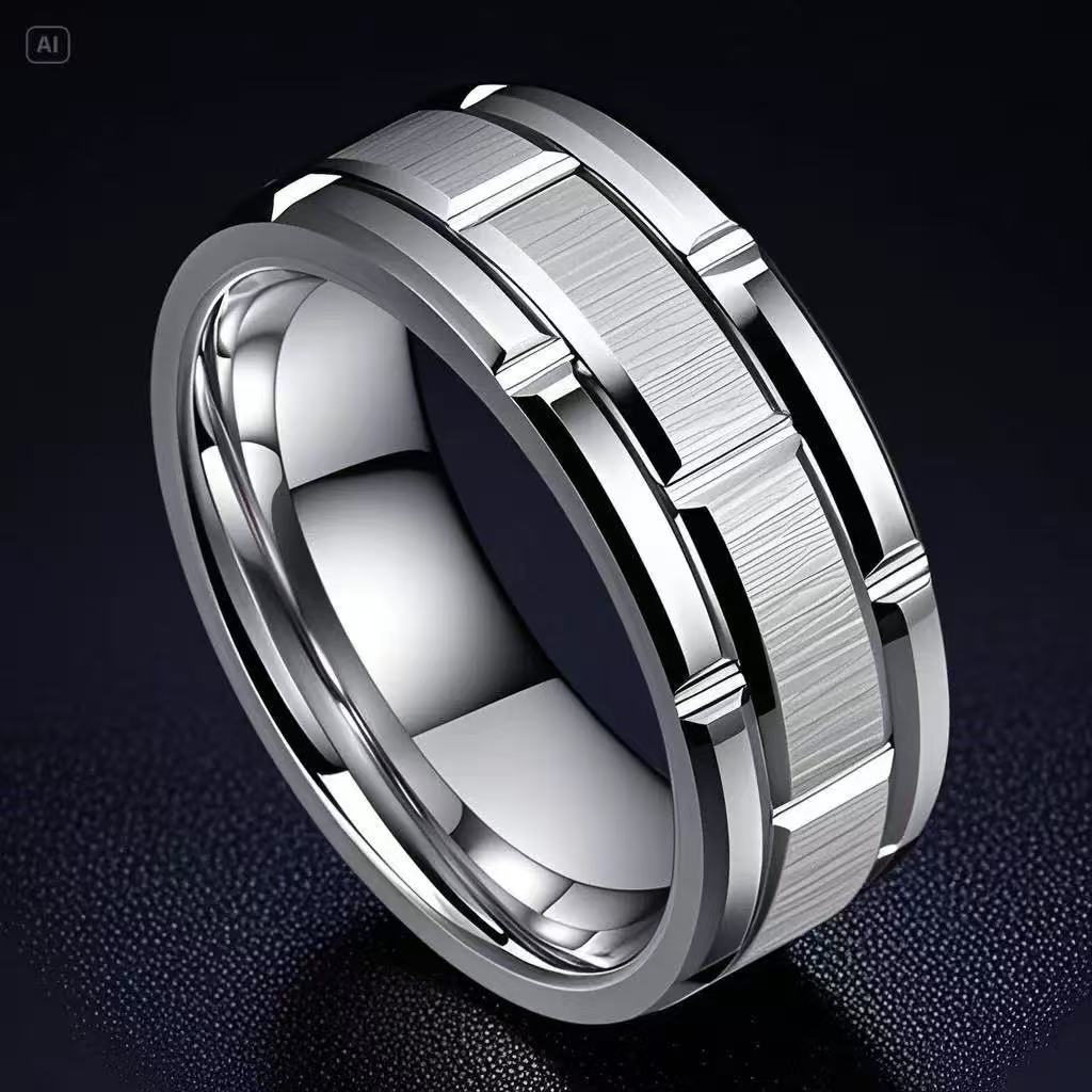 Men's Stainless Steel Black Gold Niche Titanium Rings