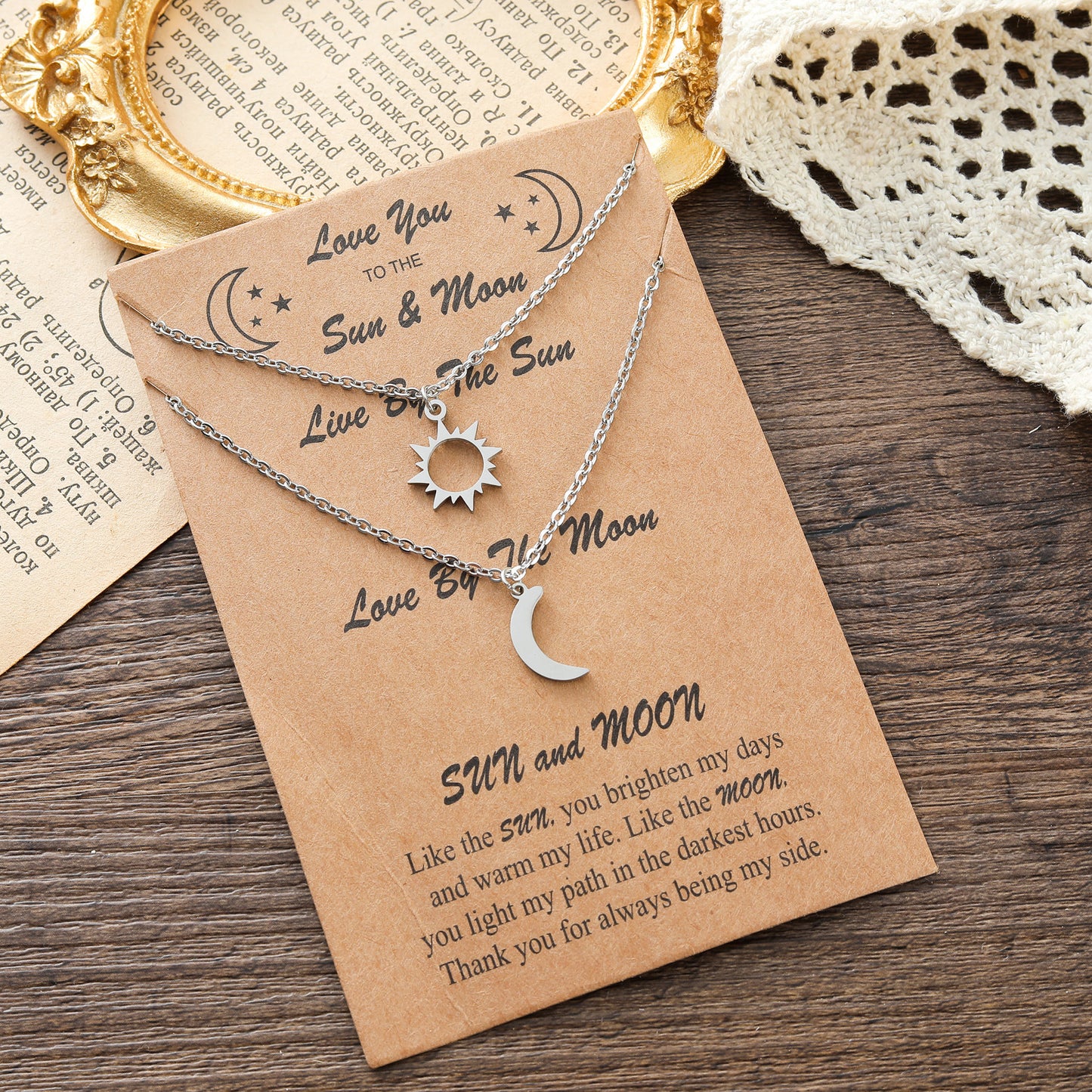 Moon Couple Unique Creative Simple Stainless Necklaces