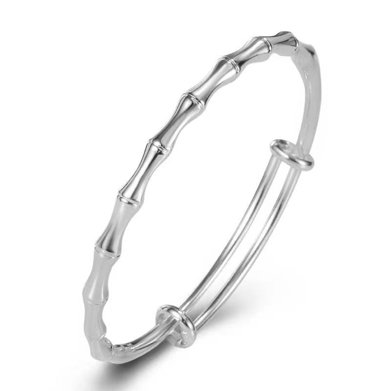 Women's Copper Sier-plated Bamboo Light Solid Ancient Style High-rise Bracelet