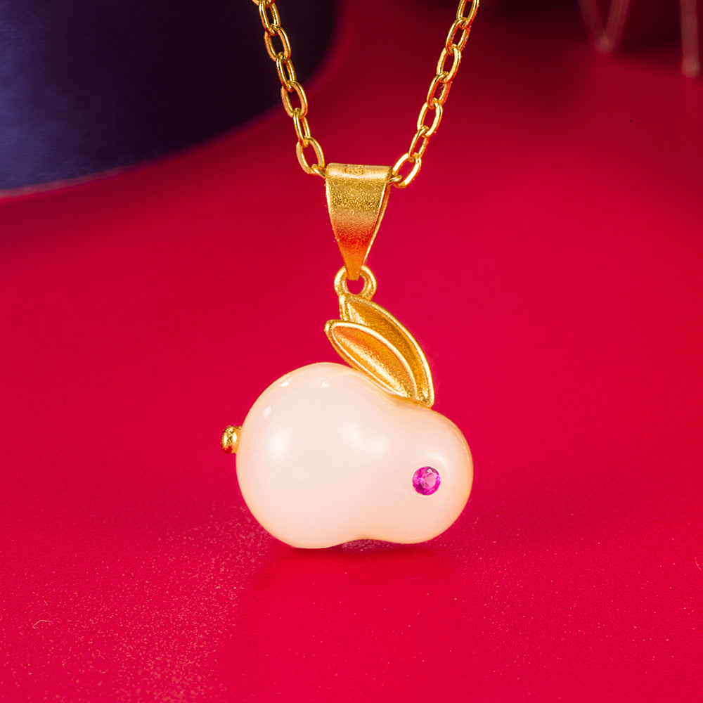Fu Lu Jade Hare Female Imitation White Ancient Style High Necklaces