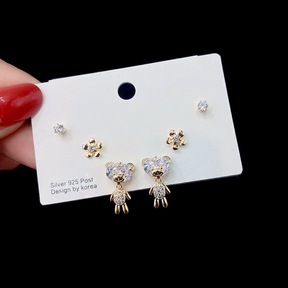 Small Ear One Card Three Pairs Earrings