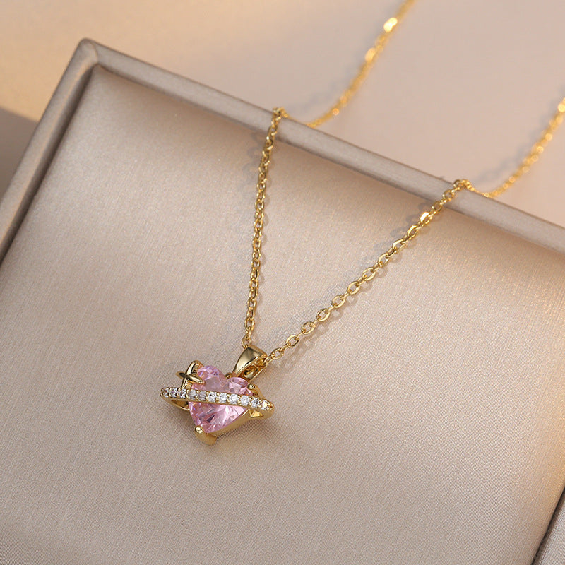 Heart-shaped Zircon Fresh Sweet Mori Pendant Necklaces