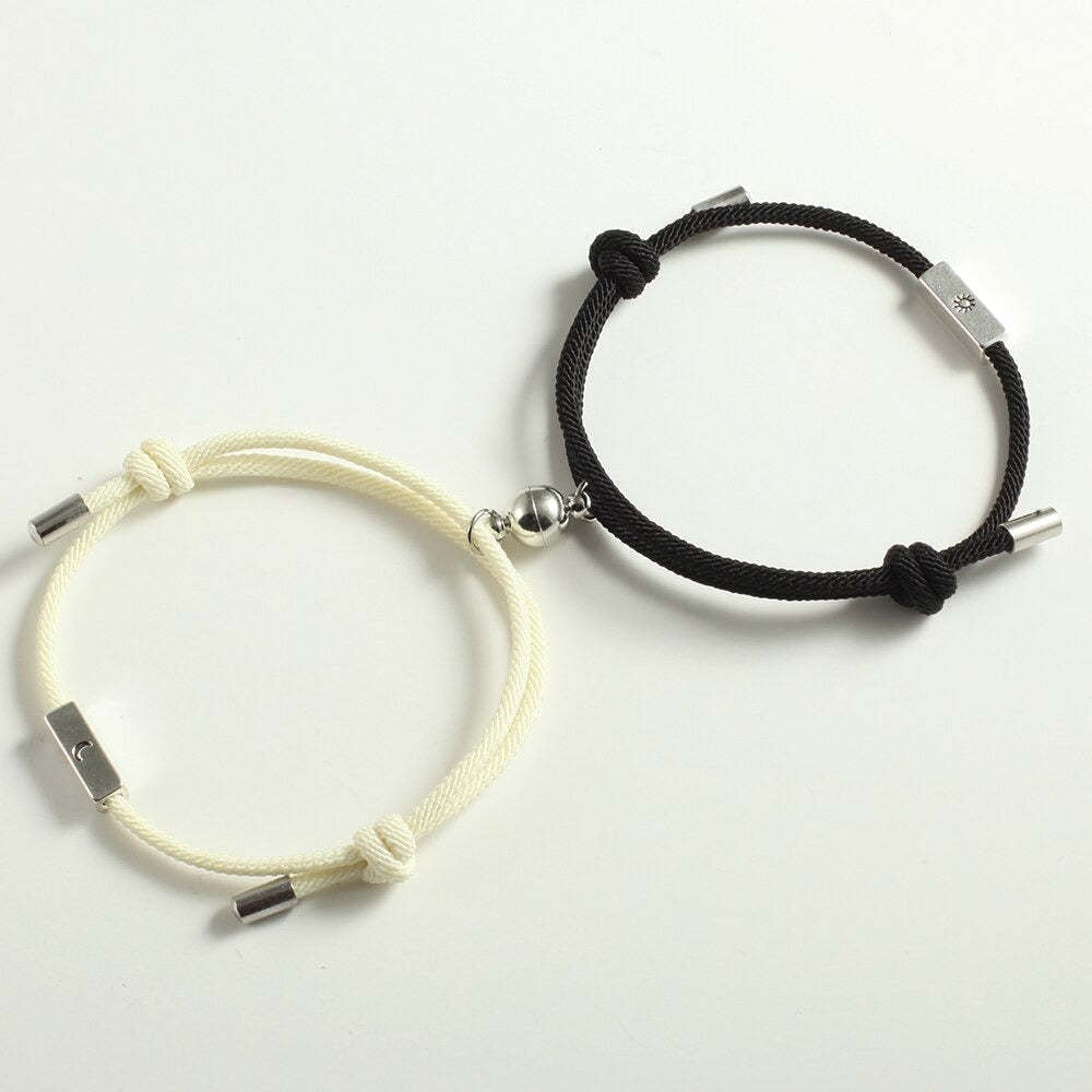 Corde Soleil Et Lune Couple Paire De Bracelets