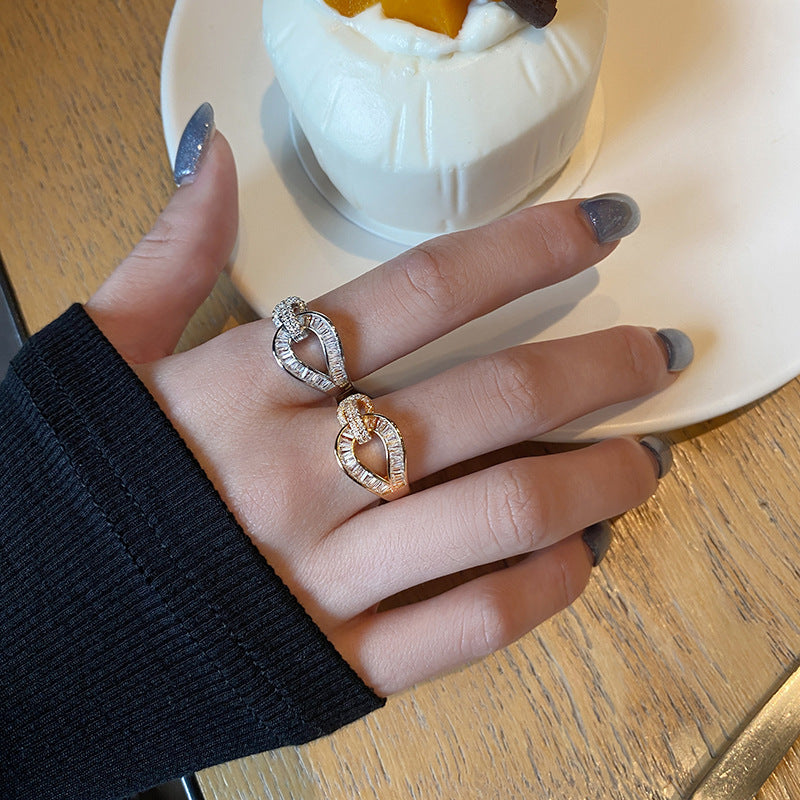 Female Temperament Light Luxury Stylish Opening Index Rings