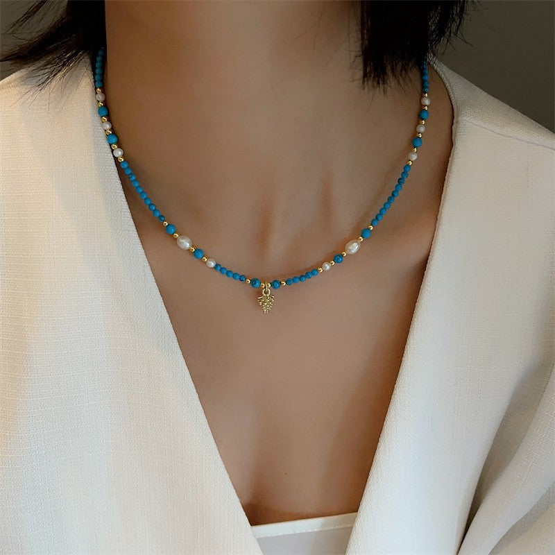 Personality Baroque Irregular Rose Stone Freshwater Pearl Female Temperament Drawable Jewelry Set