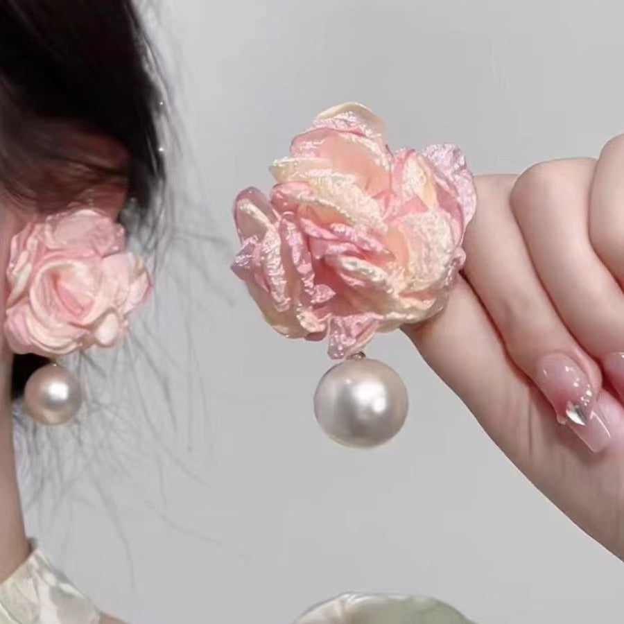Vacation Style Flower Pearl Light Luxury Stud Earrings