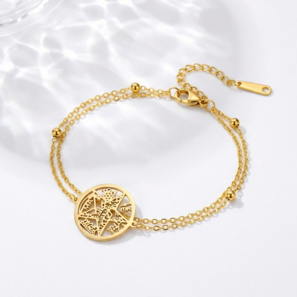 Women's & Men's Hollow Five-pointed Star Stainless Steel Adjustable Bracelet