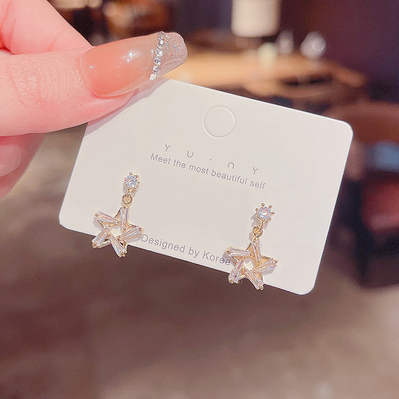 Flash Zircon Star Simple Personality Advanced Design Sense Earrings