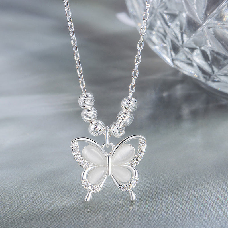 Chinese Style Opal Butterfly Cold Feeling Design National Fashion Exquisite Necklace