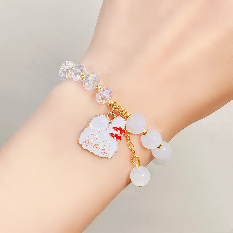 Bracelets de fleurs en cristal de dessin animé de princesse perlée pour enfants