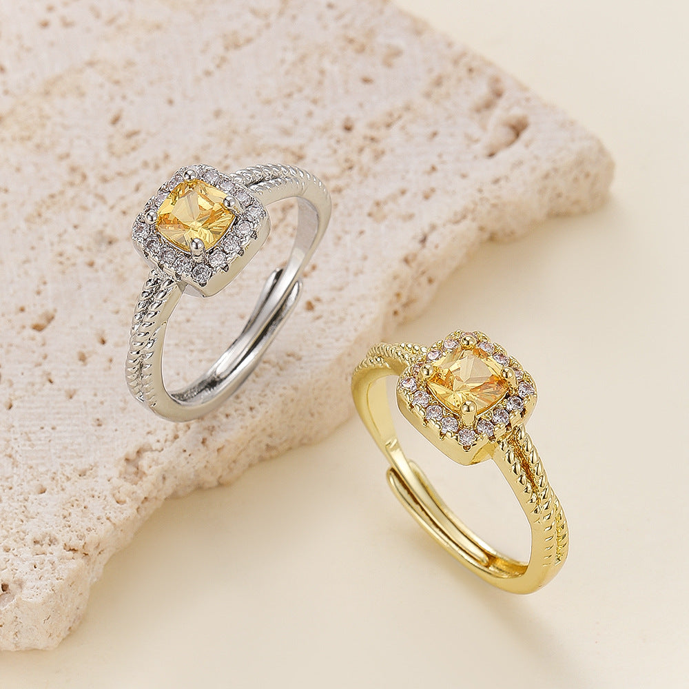 Cube Sugar Female Niche Design Senior Open Cold Wind Rings