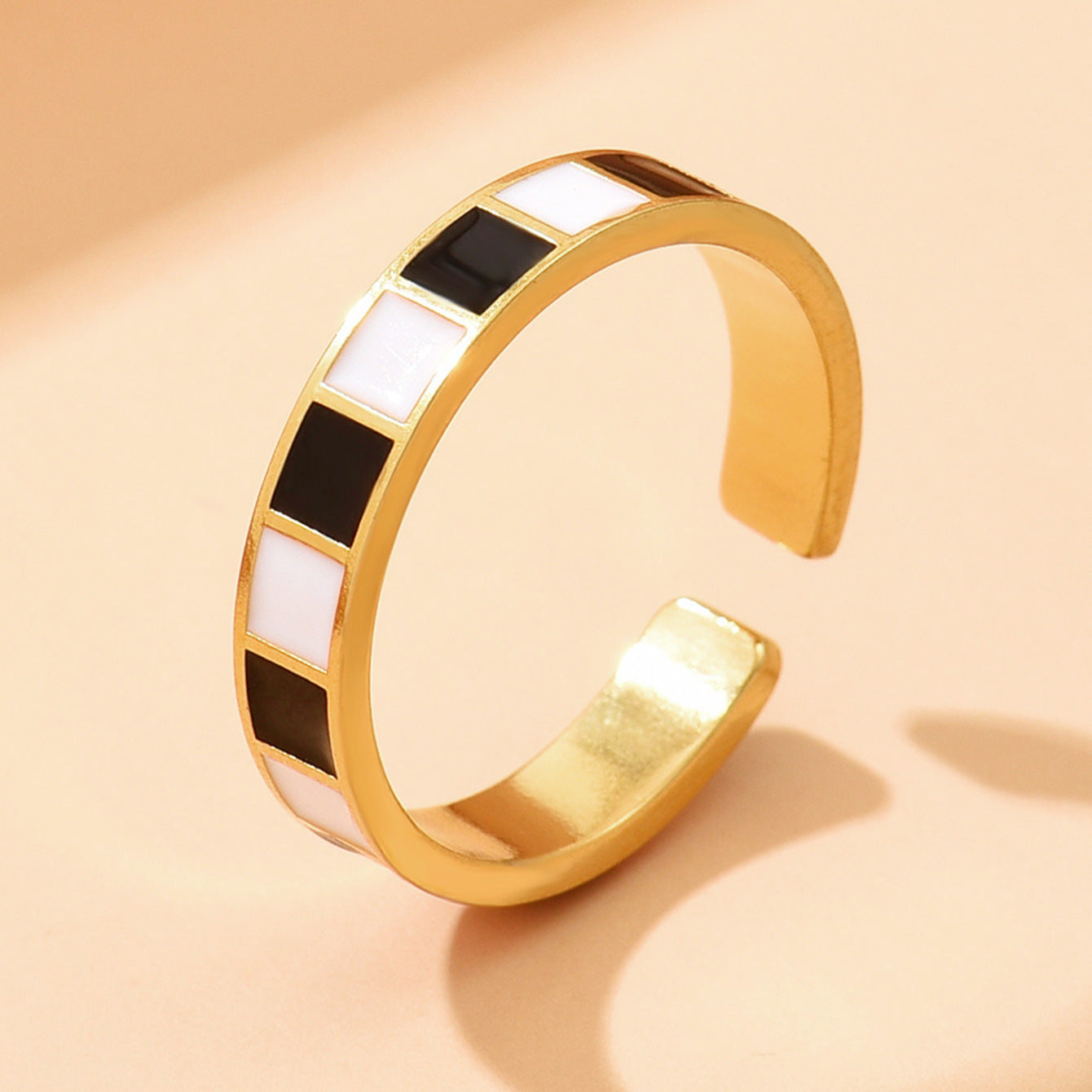 Female Simple Cold Style Titanium Steel High-grade Enamel Index Finger Ring