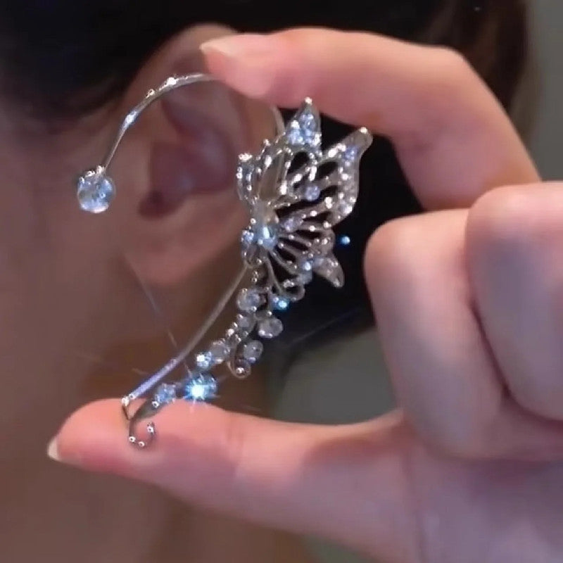 Women's Pierced Sier Elf Butterfly Unique Design Trendy Light Earrings