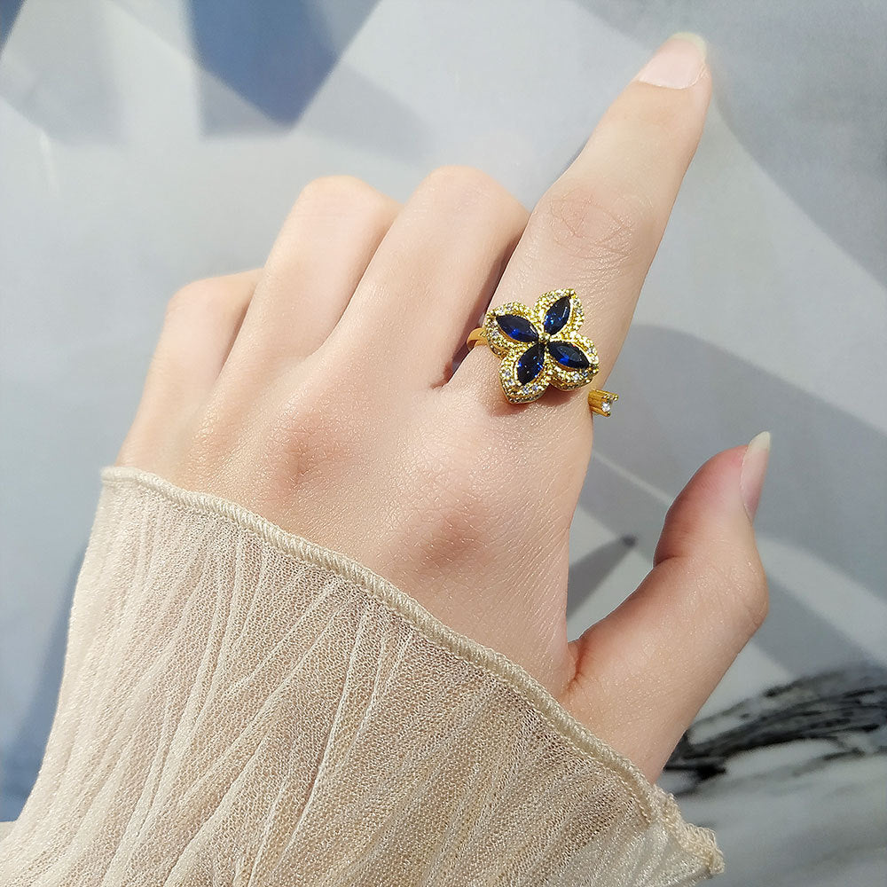 Women's Lucky Four-leaf Clover Spinning Simple Open Rings