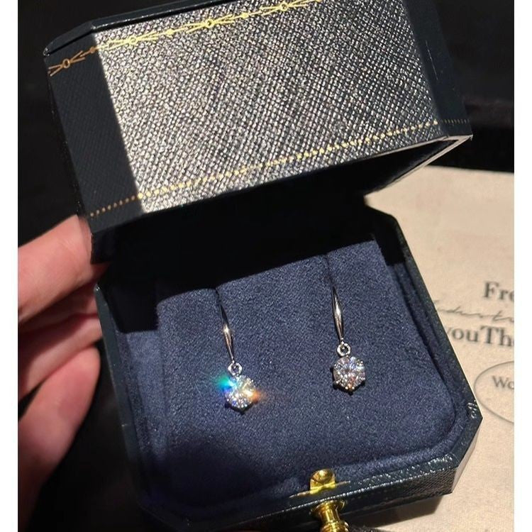 Women's Studded With Zircon White Gold Color Round Rhinestone Elegant Petite Earrings