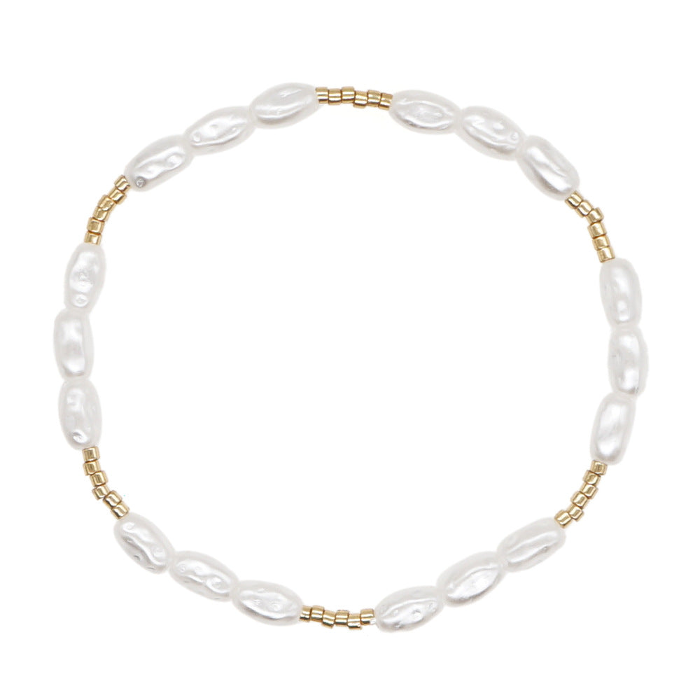 Bracelets de gravier blanc de poterie douce de perles de ficelle de style