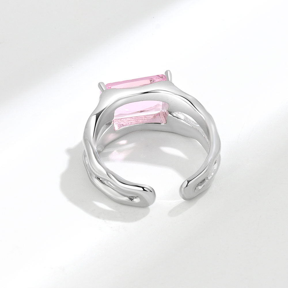 Damen-Stil-Design, Temperament, wilde rosafarbene quadratische Ringe