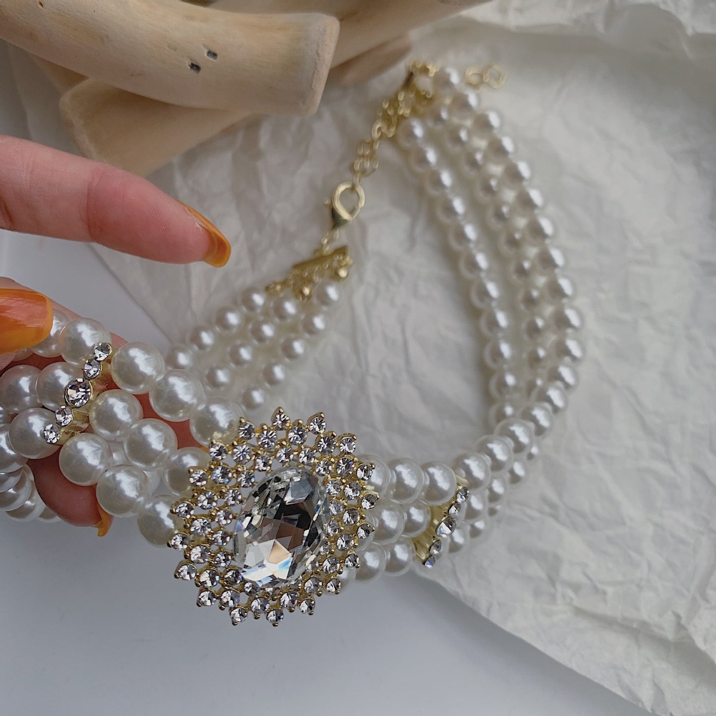 Court Style Retro Fashion Pearl Rhinestone Bridal Necklaces