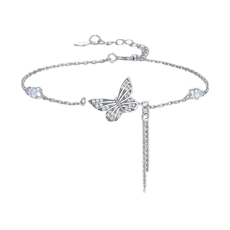 Sier Butterfly Dance Tassel Female Design Bracelets