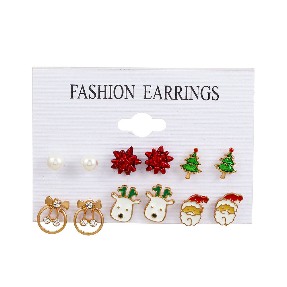 Women's Cartoon Oil Dripping Tree Santa Claus Earrings