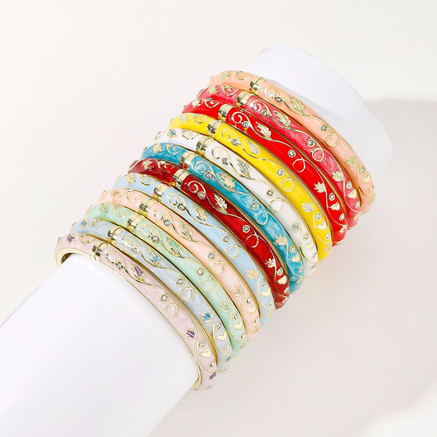 Alloy Open Drop Oil Enamel Small Flower Ethnic Style Tourist Bracelet