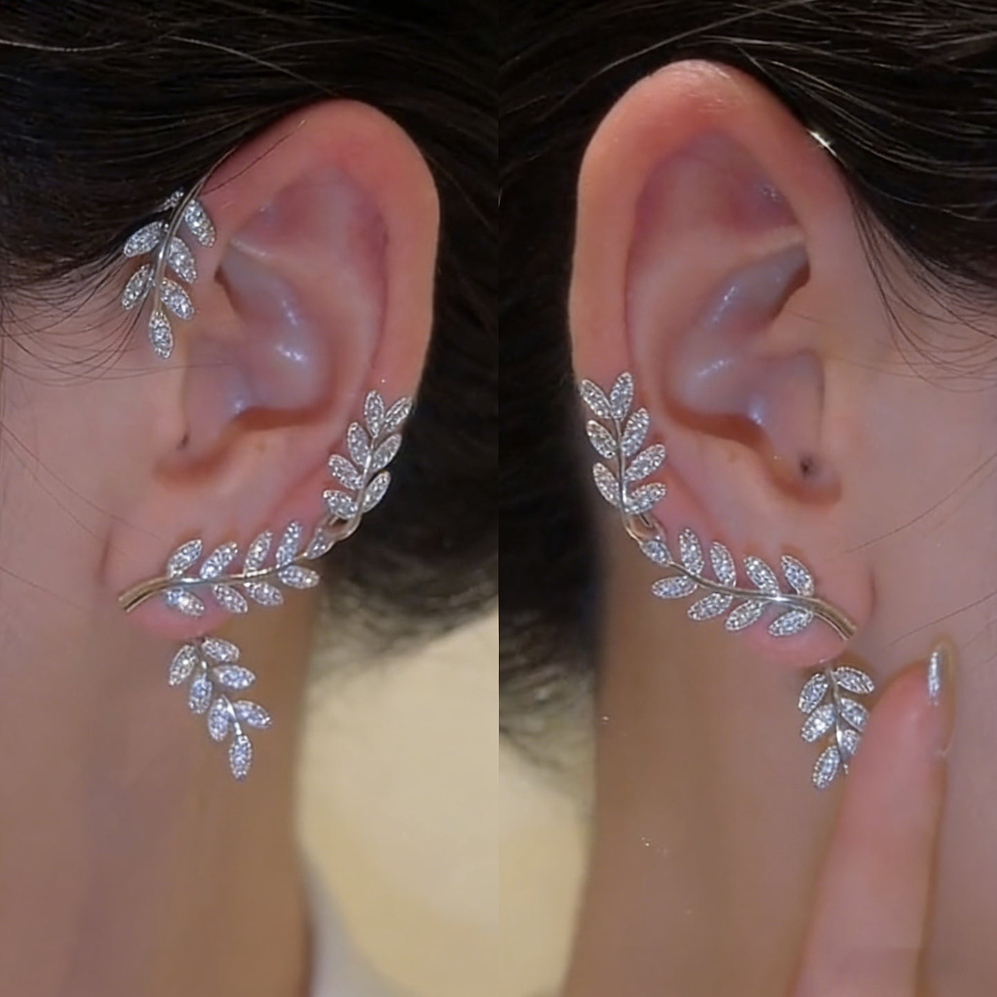 Women's Full Diamond Leaves Detachable Descendants Of The Rich Niche Design Ear Clip