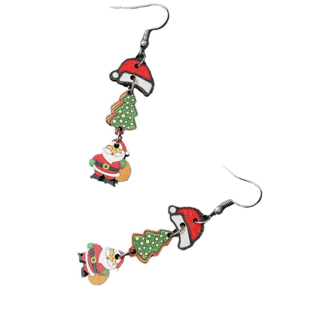 Boucles d'oreilles de Noël simples en forme de dessin animé