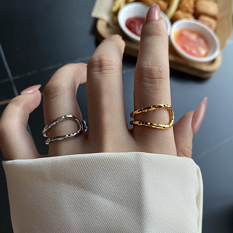 Trendy Line Metal Texture Simple Accessories Hip Hop Rings