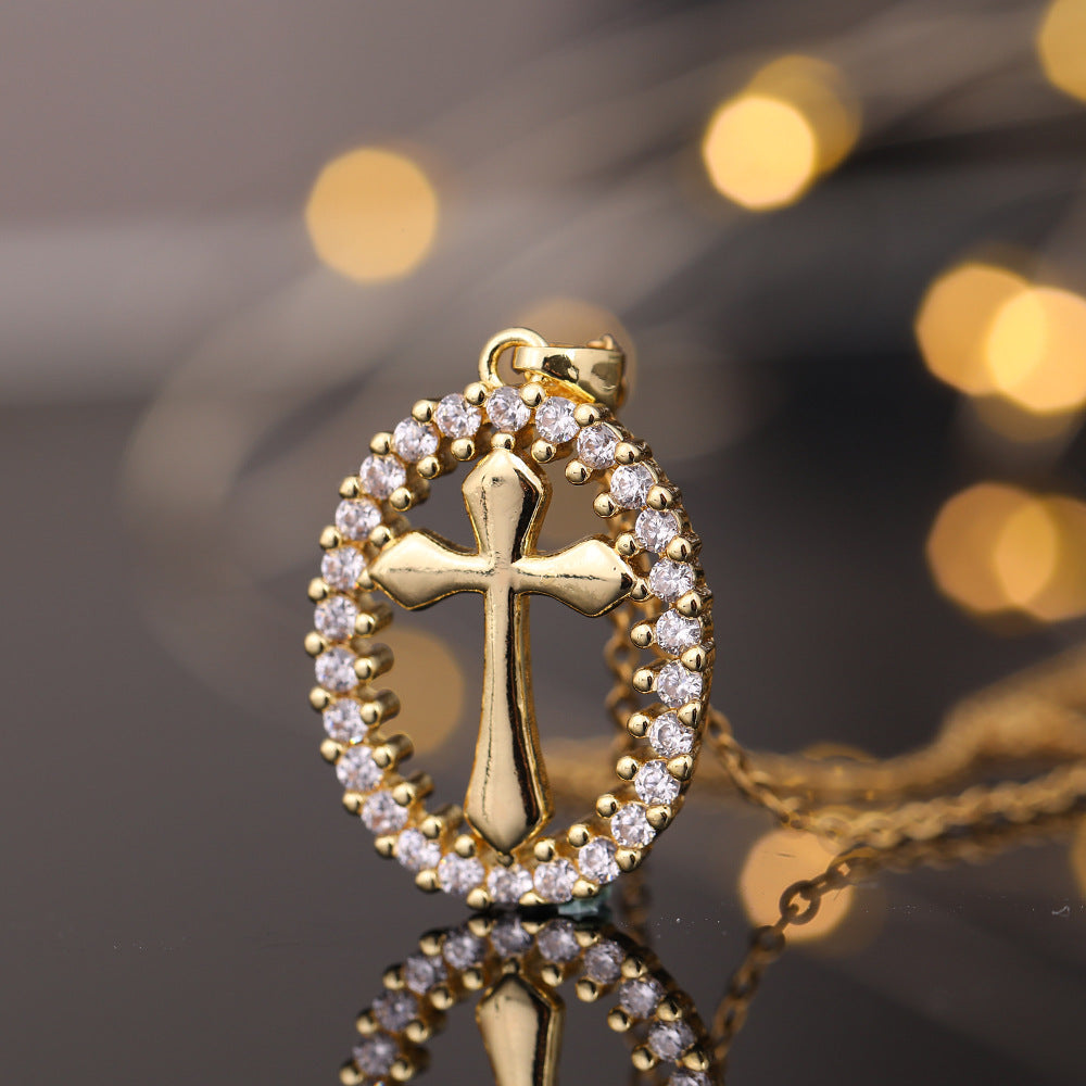 Gold Cross Pendant Female Design Cold Necklaces