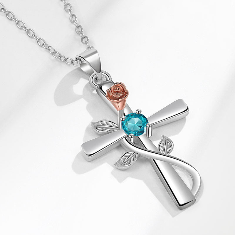 Mode-Kreuz-Rose mit eingelegten Diamant-Halsketten