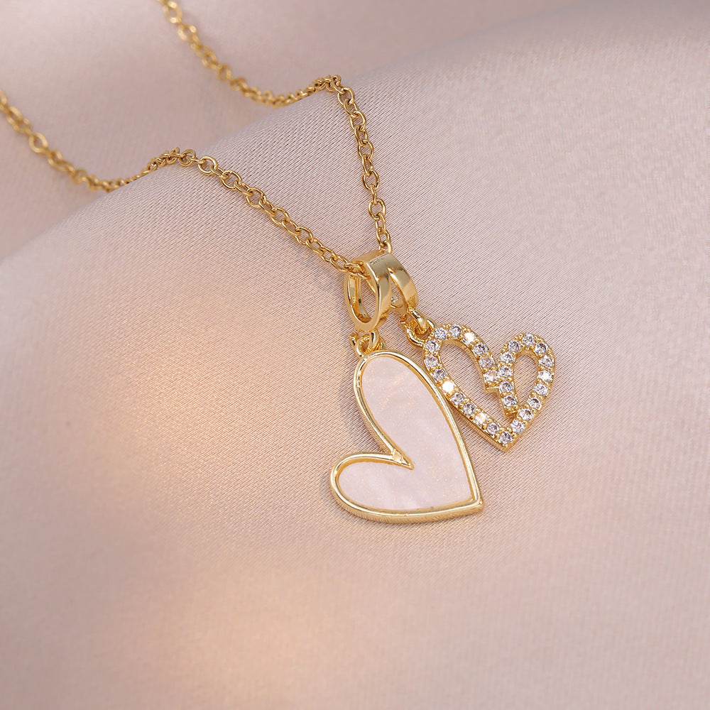 Women's Fashion Summer Shell Peach Heart Pendant Necklaces