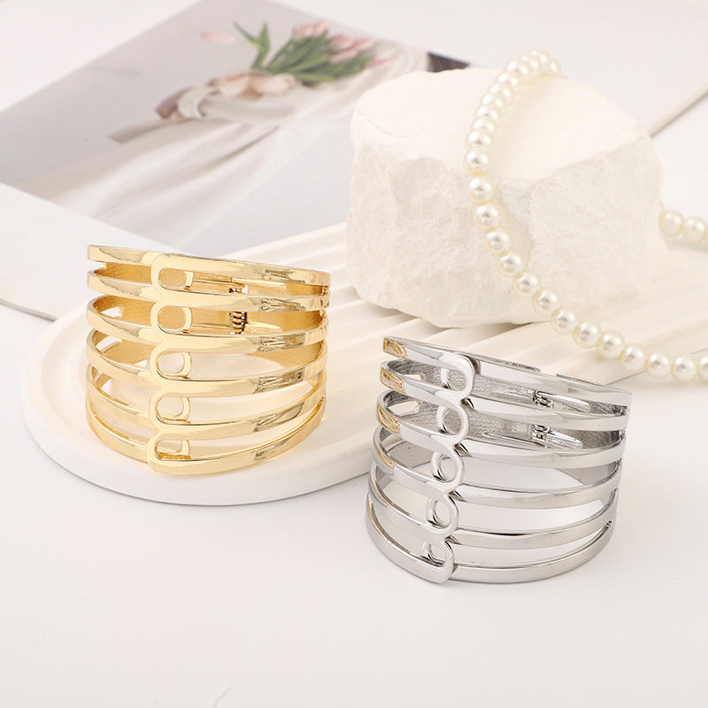 Alloy Design Fashion Wide Edge Hollow Bracelets