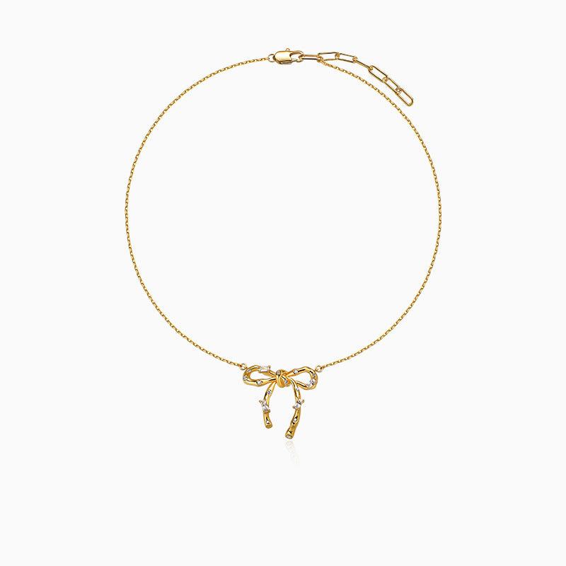 Fairy Bray Knot Three-dimensional Radian Bow Clavicle Chain Simple Tide Jewelry Set