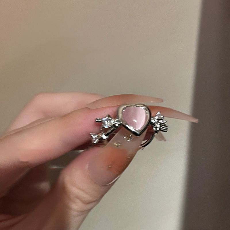 Light Luxury Minority Design Cold Wind Advanced Pink Zircon Index Rings