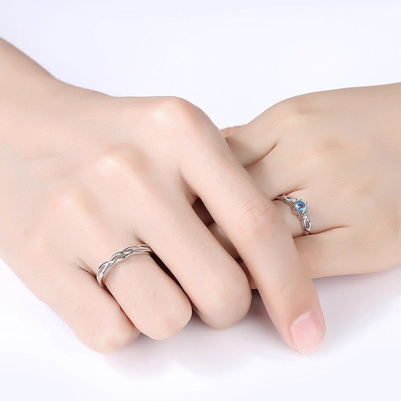 Blue Zirconium Female Male Opening Adjustable Ring