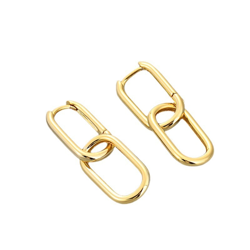 Binaural Creative High-grade Geometric Square Frosty Ear Buckle