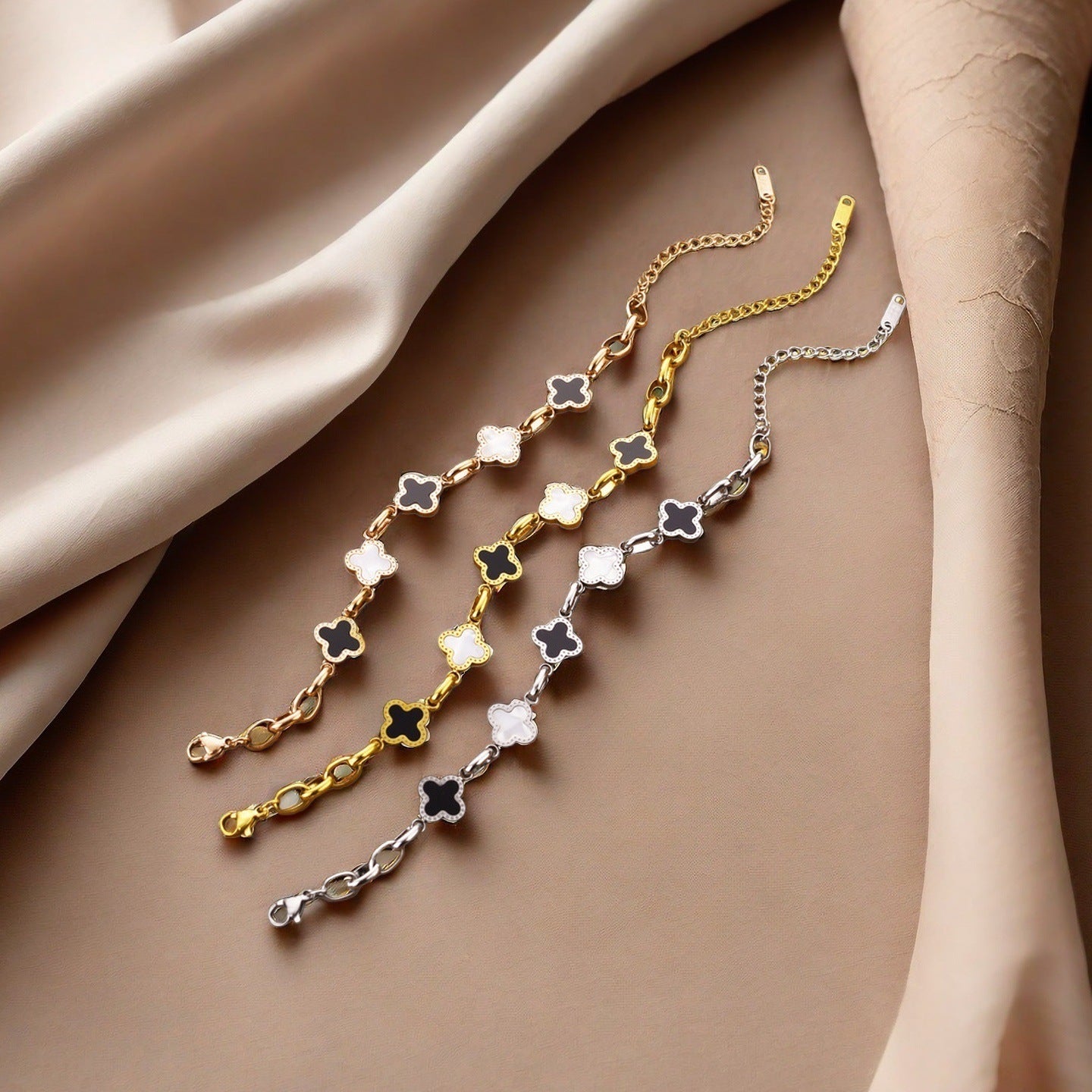 Clover Double-sided Korean Style Couple Simple Design Sense Bracelets