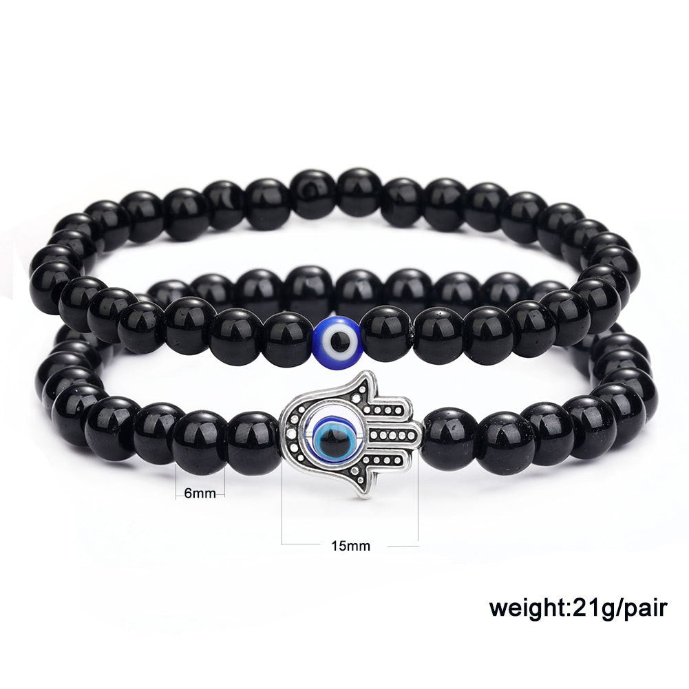 Women's Retro Simple Volcanic Rock Palm Eyes White-barked Bracelets