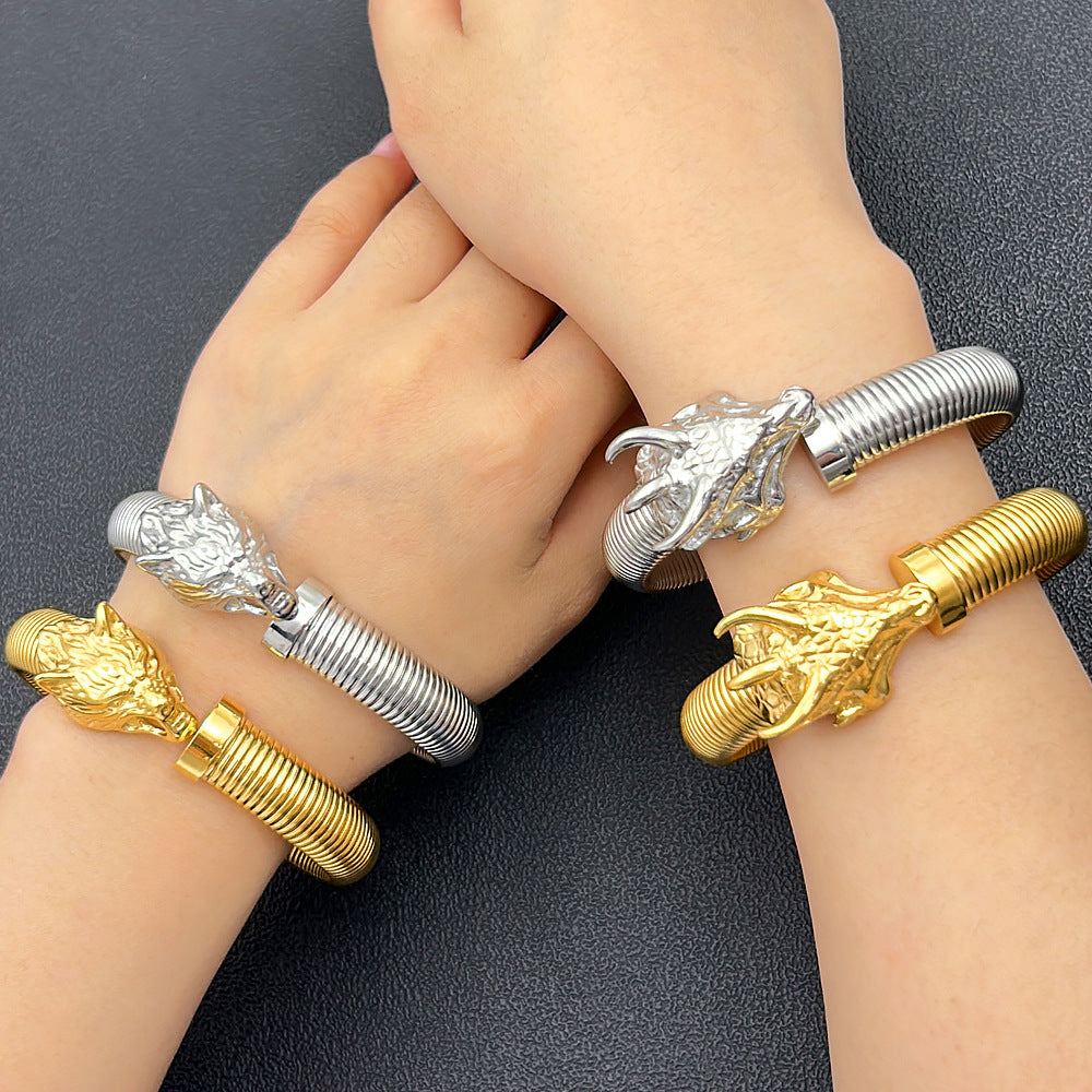 Women's & Men's Stainless Steel Fashion Exaggerated High Sense Open-ended Bracelet